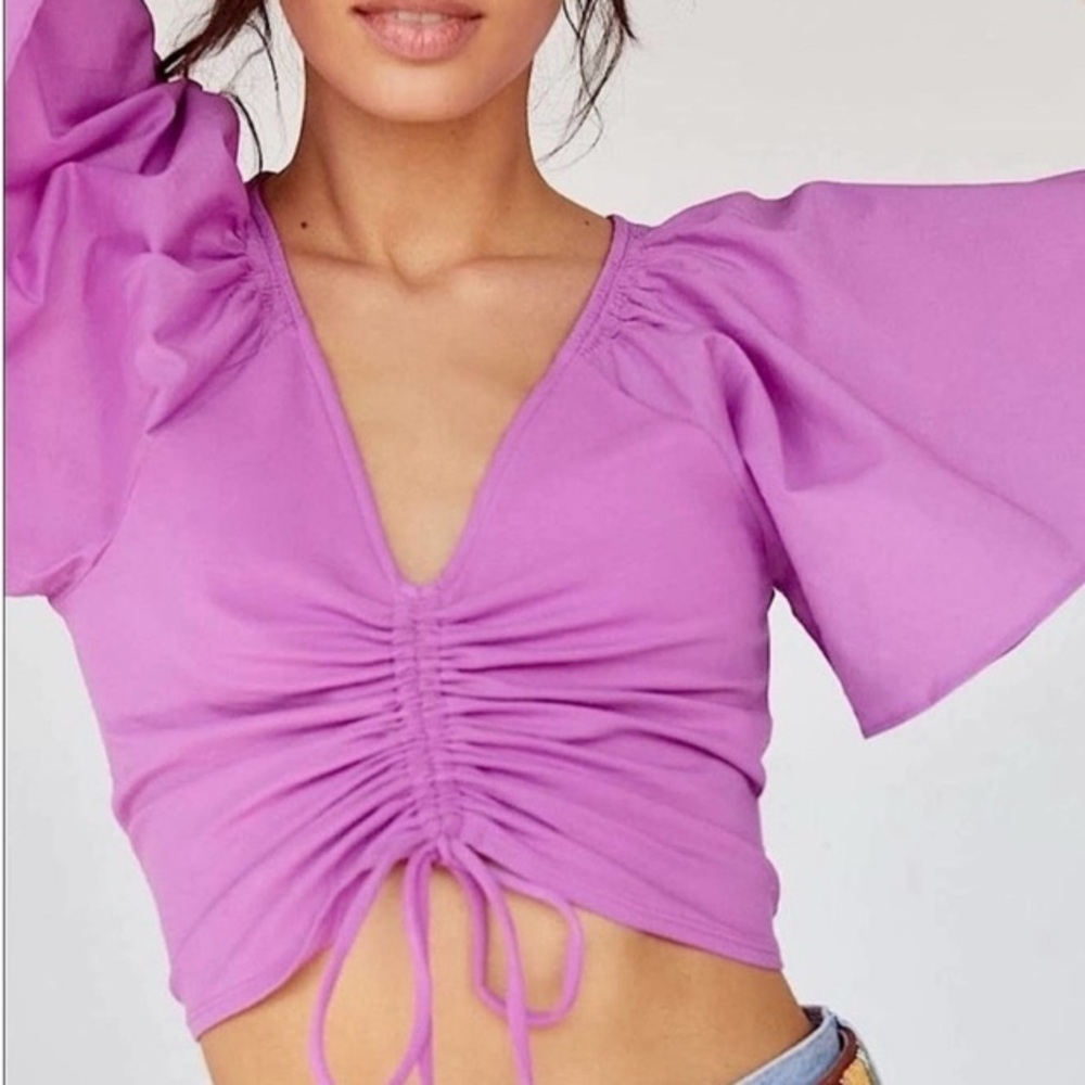 Anthropologie Lilac Ruched Blouse